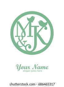 M K initial wedding decorative logo template