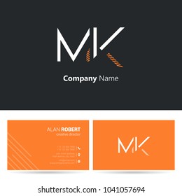 M & K joint logo stroke letter design with business card template