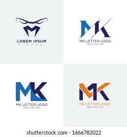M K letter logo, MK Letter Design Vector logo with blue, cyan and yellow color