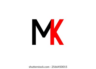 M K Letter Modern Logo Design: Sleek Black and Red Logos on White Background for a Bold Brand Identity