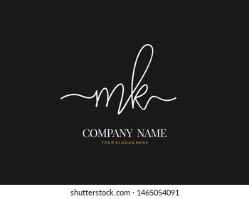 M K MK Initial handwriting logo design with circle. Beautyful design handwritten logo for fashion, team, wedding, luxury logo.