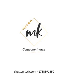 M K MK Initial handwriting and signature logo design with circle. Beautiful design handwritten logo for fashion, team, wedding, luxury logo.