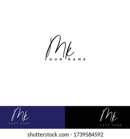 M K MK Escritura a mano inicial y logotipo de la firma.	
