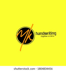 m k mk initial logo handwriting template vector