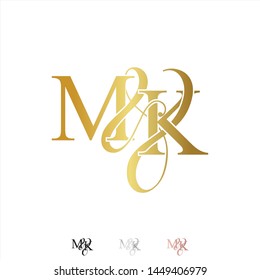 M & K / MK logo initial vector mark. Rose gold. gold. silver color.