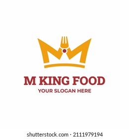 M King Crown Food Logo With Fork Vector Illustrations