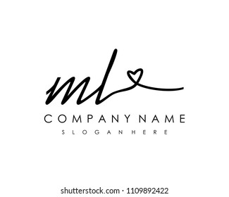 M L Initial handwriting logo vector