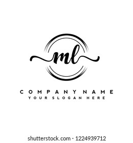 M L Initial handwriting logo vector