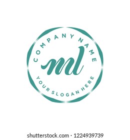 M L Initial handwriting logo vector