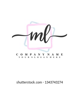 M L Initial handwriting logo vector