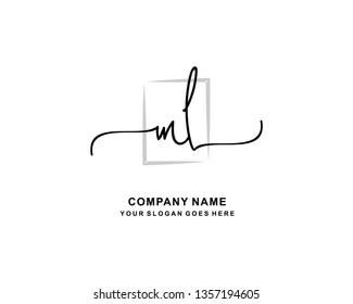 M L Initial Handwriting Logo Template