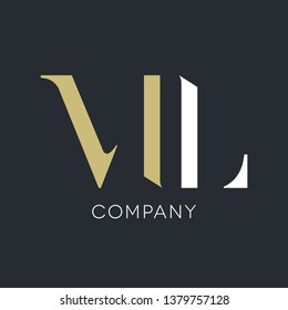 M L logo template. Letters M L