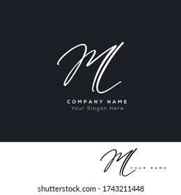 M L ML Initial letter handwriting and signature logo.