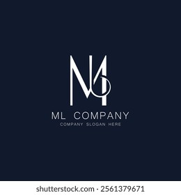 M, L, ML letter Logo Design Vector Template. Abstract Alphabet ML logo Illustration
