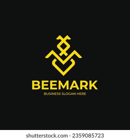 M latter bee logo and icon
