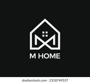 M Latter Home Logo, Vektorgrafik, Symbol