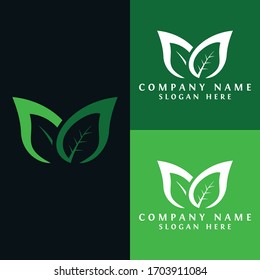 M Leaf Design Logo Template, Sign/ Icon Design.