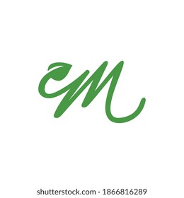 M leaf letter logo design. M icon design. Green letter m leaf icon vector icon. Green Eco Letter M Logo Template Design. Letter With Leaf Luxury Logo.