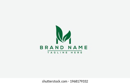 M leaf Logo Design Template Vector Graphic Branding Element.