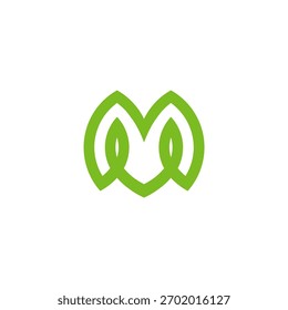Logotipo de hojas M, hoja de crecimiento, símbolo de la planta verde