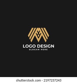 Letra M Ilustración del vector de diseño con logotipo abstracto