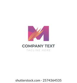 m letter abstract logo in orange gradient color 
