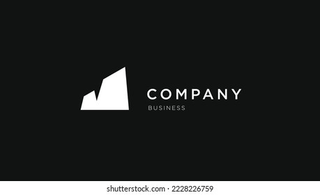 M letter abstract minimal mountain logo design concept
