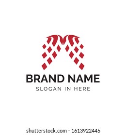 M letter with abstract style and square bit logo icon design illustration