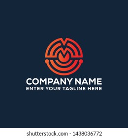 M Letter Abstract Technology Logo Design Icon