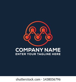 M Letter Abstract Technology Logo Design Icon