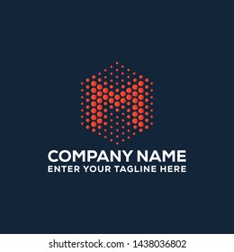 M Letter Abstract Technology Logo Design Icon