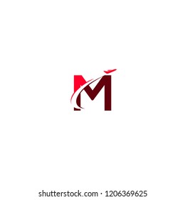 M letter with aeroplane vector logo design