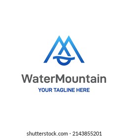 M Letter Alphabet Initial Water Drop Mountain Vector Abstract Illustration Logo Icon Design Template Element