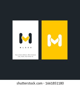 M letra alfabeto diseño redondeado logotipo abstracto con plantilla de tarjeta profesional