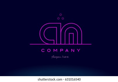 am a m letter alphabet text pink purple dots contour line creative company logo vector icon design template