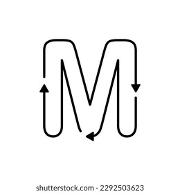 m Letter with arrow design template illustration