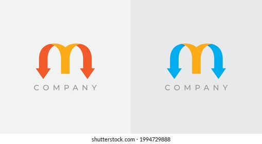 M Letter with Arrow logo in Vector.