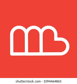 M Letter and B Letter Heart Line Art Logo Icon Emblem