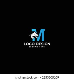 M Letter with a Big dolphin colorful logo design 