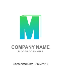 M Letter Book Education Logo Vector Illustration 