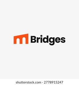 m letter bridge logo vector icon illustration