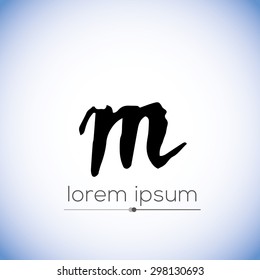  M letter calligraphic hand drawn logo (sign, symbol, icon)