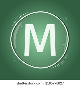 M Letter Circle Logo Design On Green Background Flat Vector Smart Illustration