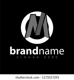 m letter with circle logo icon vector template