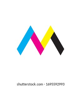 M letter with CMYK color logo design vector