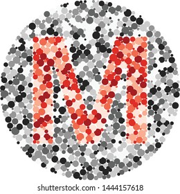 M letter color distributed circles dots illustration