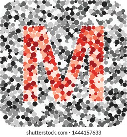M letter color distributed circles dots illustration