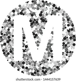 M letter color distributed circles dots illustration