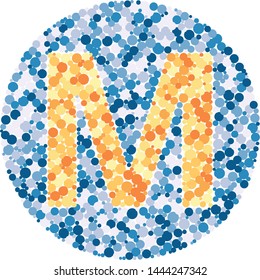 M letter color distributed circles dots illustration
