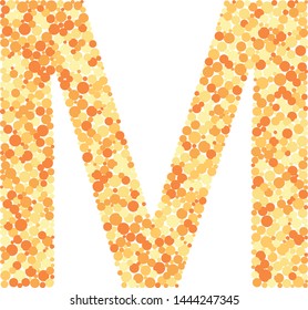 M letter color distributed circles dots illustration